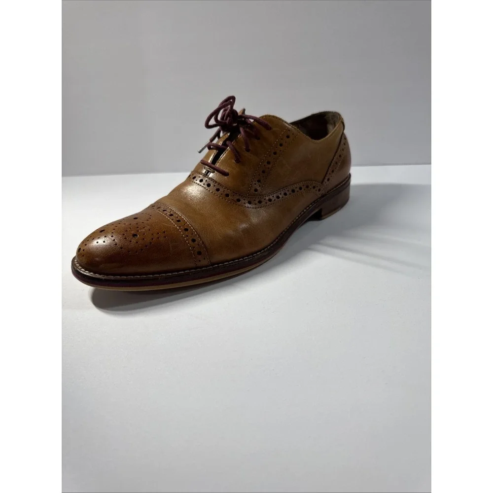Johnston & Murphy 20-8682 Conard Mens 9.5M Brown Leather Lace Up Cap Toe Shoe
